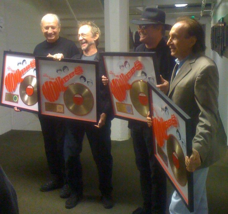 Bobby Hart receiving a gold record with The Monkees at the Greek Theater LA Nov. 10th!