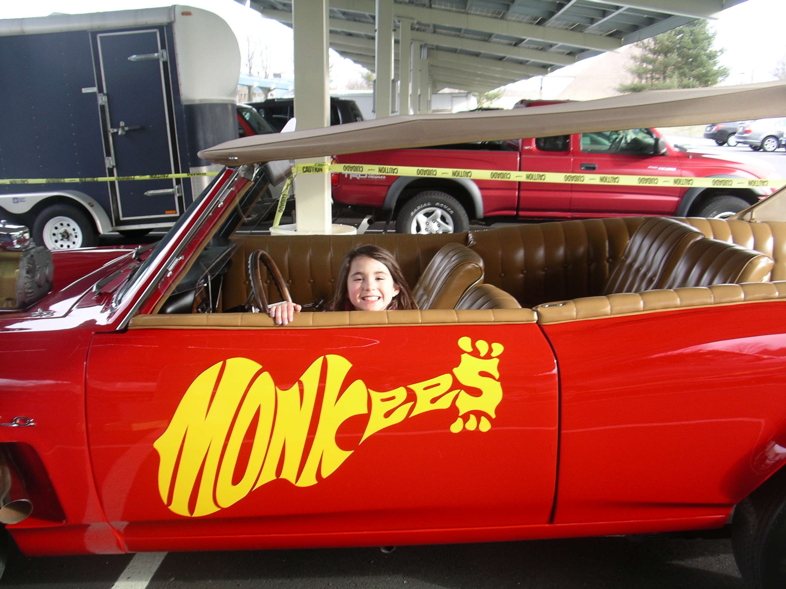 Trista in the Monkee Mobile