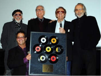 Photo: Beverly Hills screening, honoring Hal Blaine for 7 Grammy wins. Left to right- Denny Tedesco, Lou Adler, Jerry Moss, Hal Blaine, Herb Alpert.