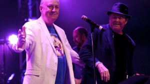 Michael Nesmith and Micky Dolenz of The Monkees perform onstage at The Canyon Club on Oct. 20, 2017 in Agoura Hills, Calif.
