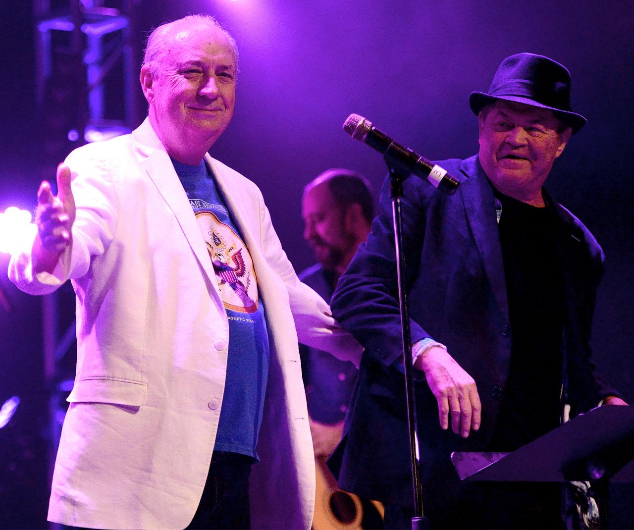Michael Nesmith and Micky Dolenz onstage in 2017.